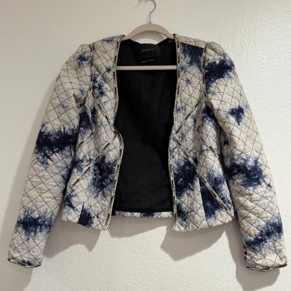 Maison Scotch | Bohemian Chique Tie Dye Beaded Open Front Blazer Jacket